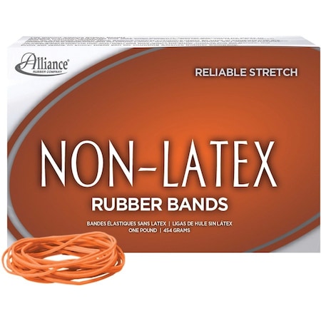 Non-Latex Rubber Bands, Latex-free, 3-1/2"x1/16" No.19, Orange, 1440/BX PK ALL37196